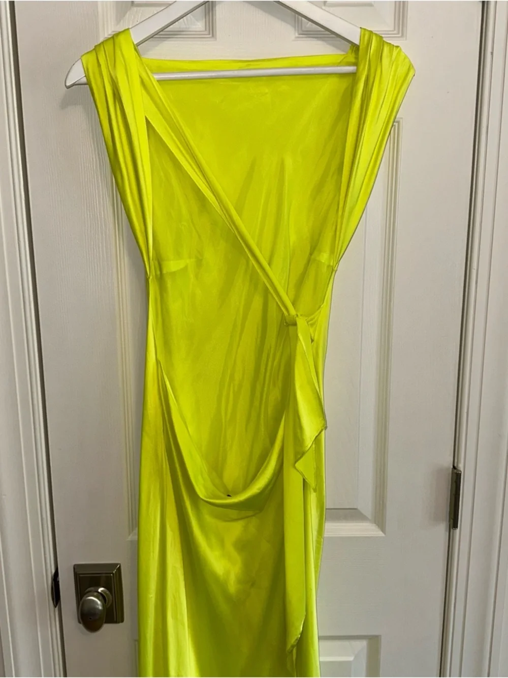 The Bar Max Midi Open Back Neon Yellow Dress
